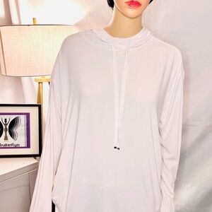 Women's White Hoodie Top